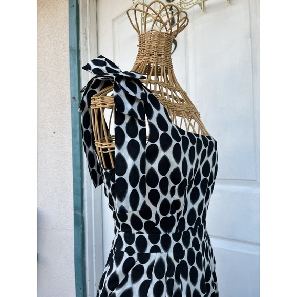 Dots One Shoulder Polka Dot Dress Black White Women S, Sexy Party Cocktel - Picture 16 of 16